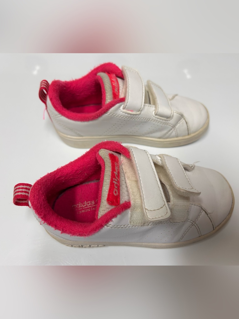 Adidas Advantage Neo Comfort footbed Kid Girl US Sz 9K White Sneaker Pink Lined - Picture 2 of 7